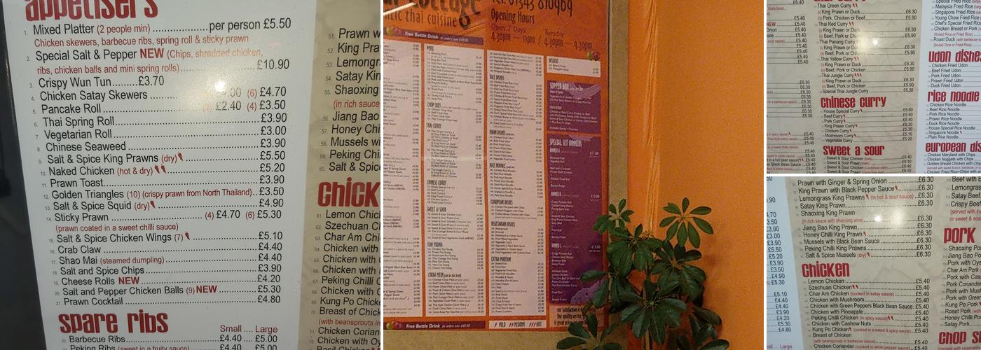 Thai Cottage Menu
