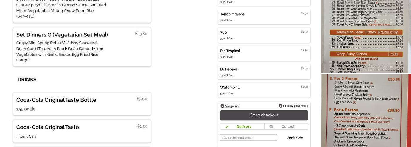 TASTE OF CHINA Chinese Takeaway Menu