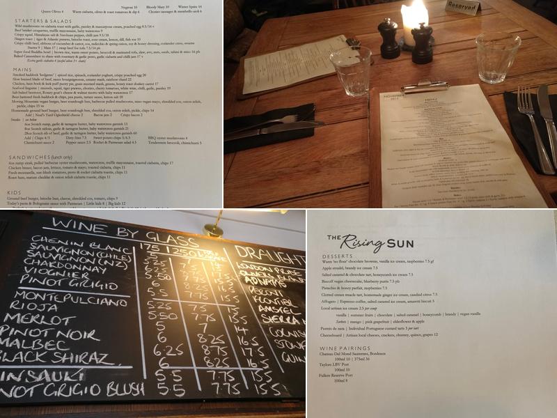 The Rising Sun Milland Menu