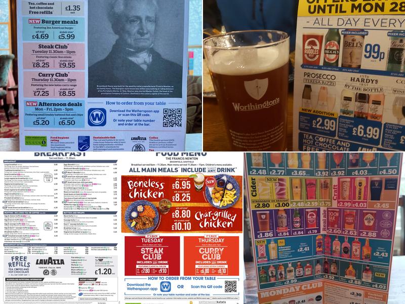 The Francis Newton - JD Wetherspoon Menu