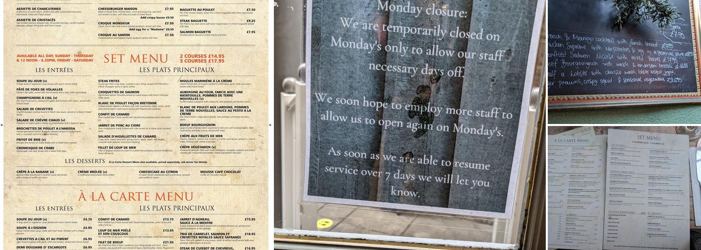 Rustique Restaurant Menu