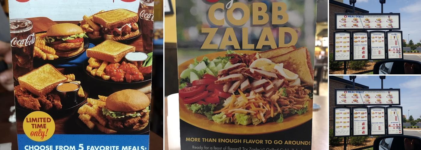 Zaxbys Chicken Fingers & Buffalo Wings Menu