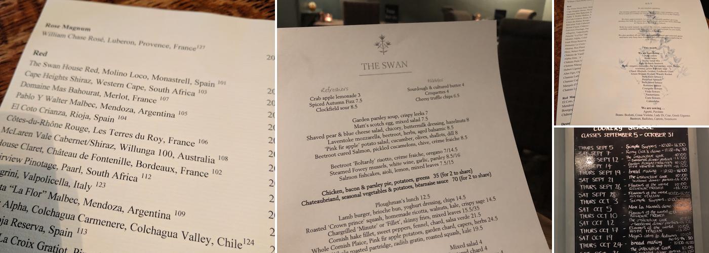 The Swan At Southrop Menu