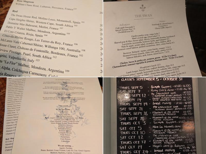 The Swan At Southrop Menu