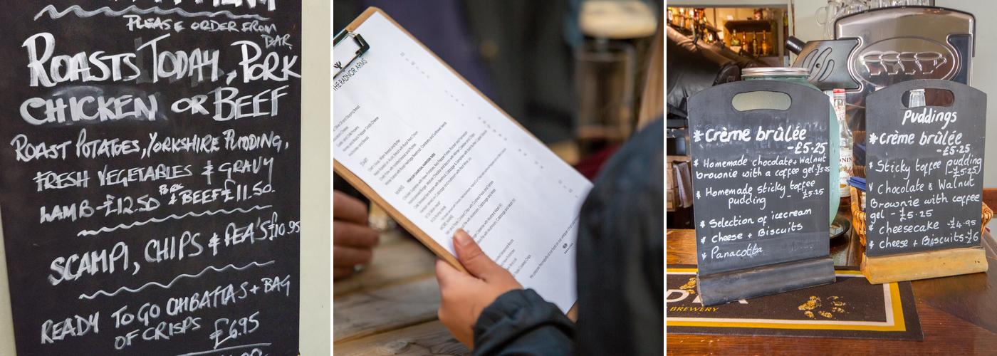 The Radnor Arms, Coleshill Menu