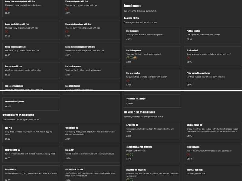 Jicsaw Thai Restaurant Menu