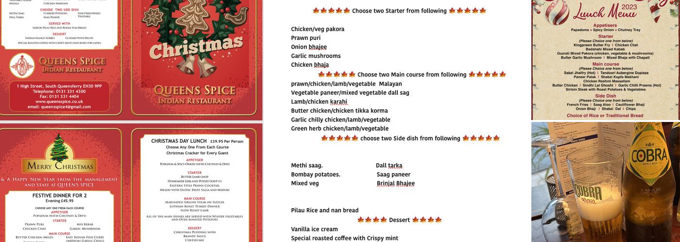 Queens Spice Indian Restaurant Menu