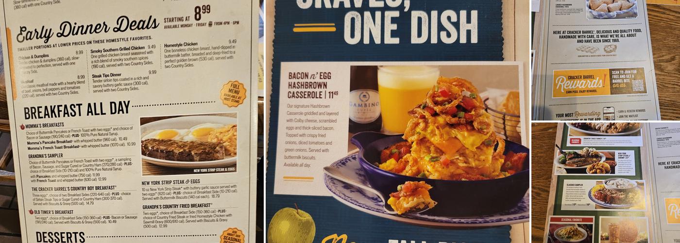 Cracker Barrel Old Country Store Menu