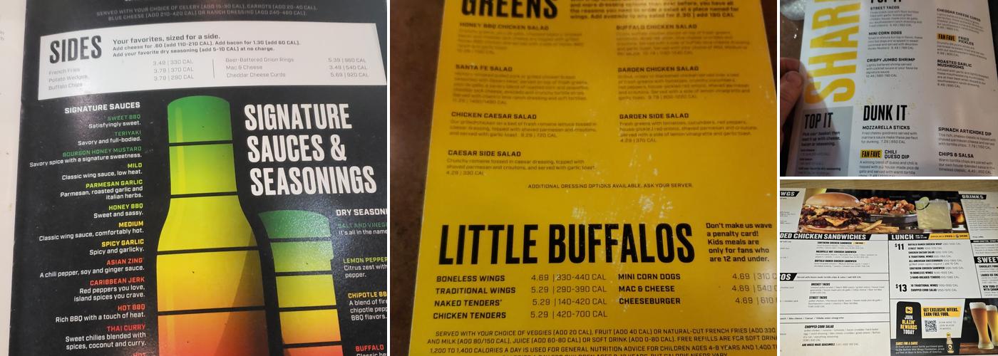 Buffalo Wild Wings Menu