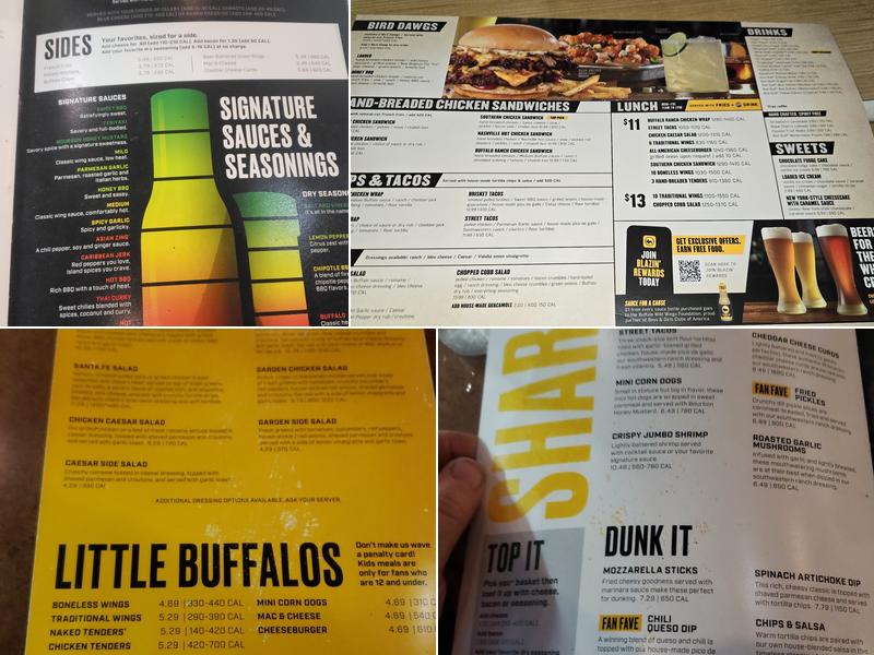 Buffalo Wild Wings Menu