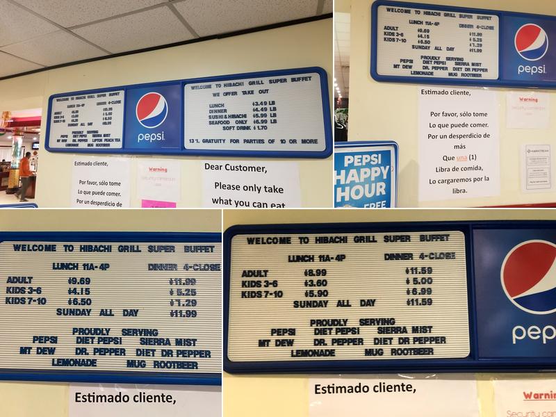 HIBACHI SUSHI SUPER BUFFET Menu