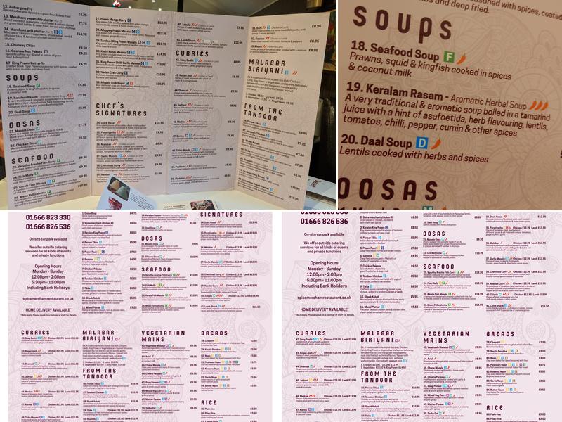 Spice Merchant Keralan Indian Restaurant Menu