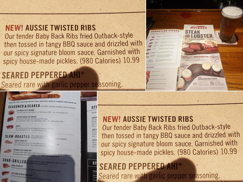 Outback Steakhouse Menu