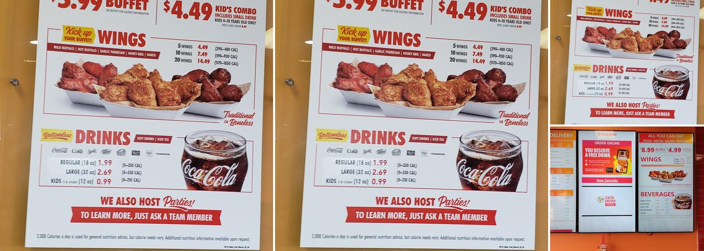 Cicis Pizza Menu