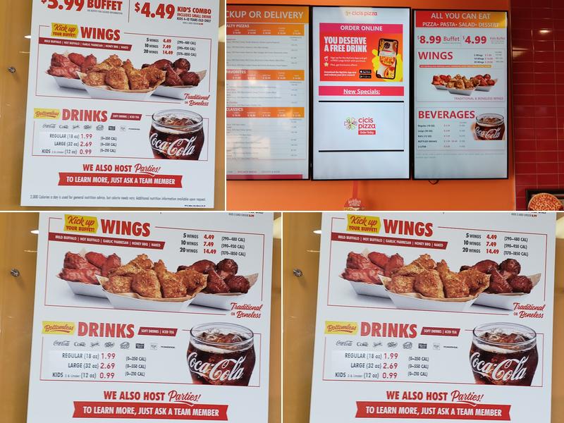 Cicis Pizza Menu