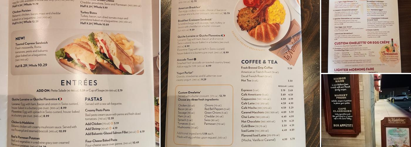 la Madeleine Menu