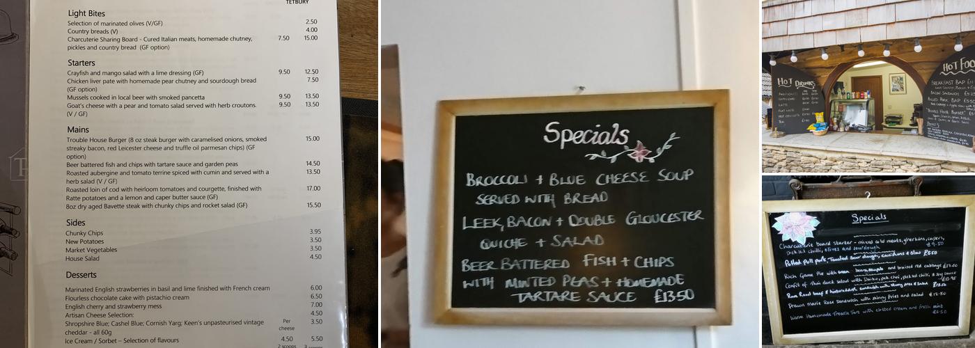 The Trouble House Menu