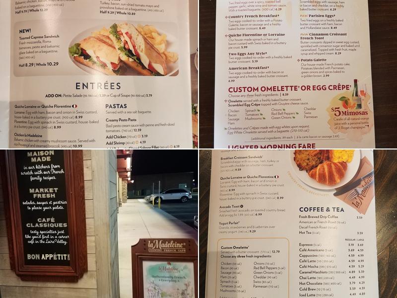 la Madeleine Menu