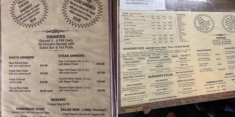Eagle's Nest Pizza Menu