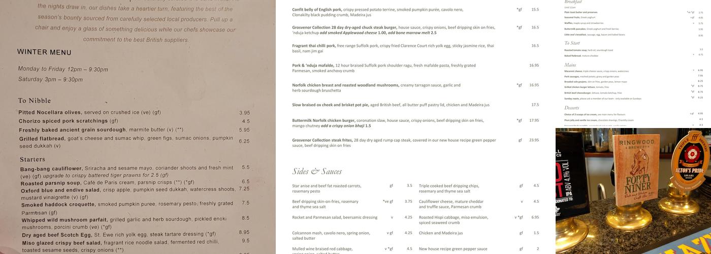 The Duke Of Cambridge Menu
