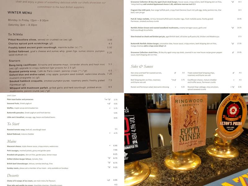 The Duke Of Cambridge Menu