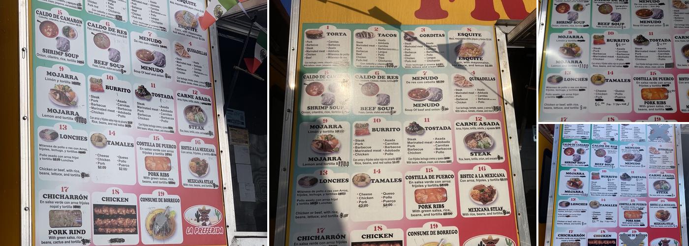 La Preferida Menu