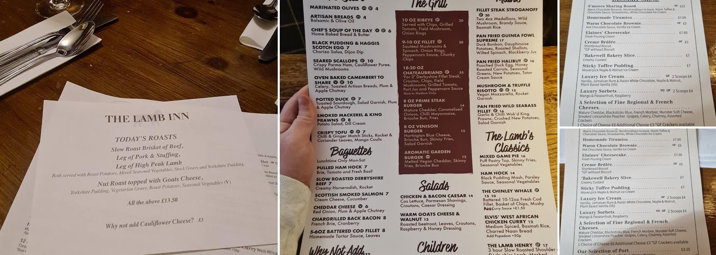 The Lamb Inn Menu