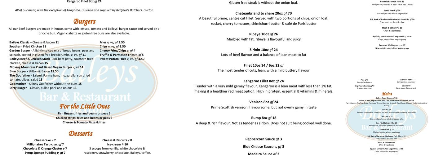 Baileys Menu