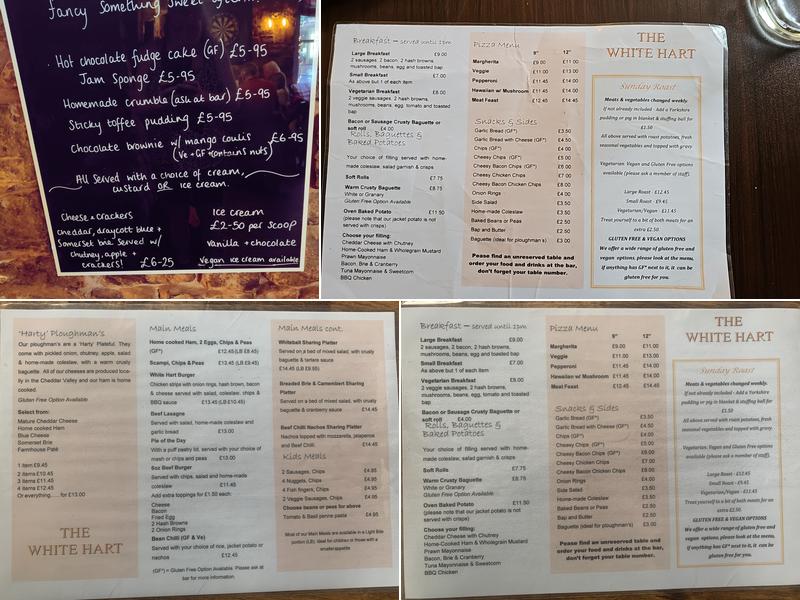 The White Hart Menu