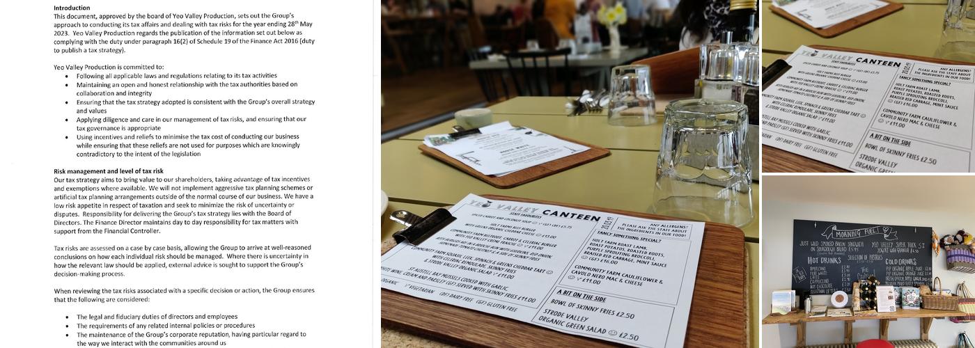 Yeo Valley Canteen Menu