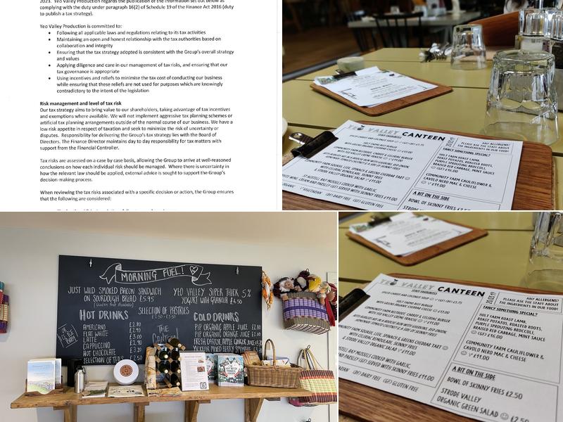 Yeo Valley Canteen Menu