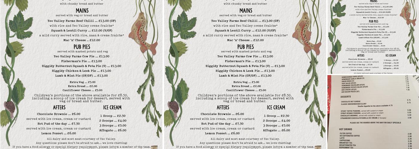 The New Inn Blagdon Menu