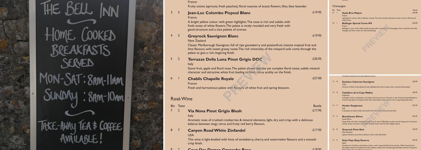 The Bell Inn Menu