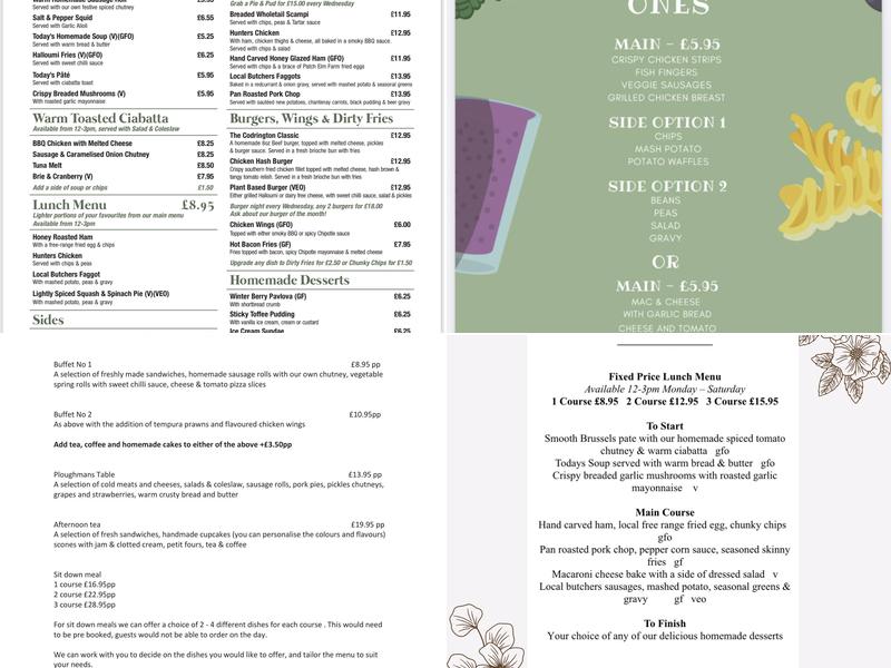 Codrington Arms Pub & Restaurant Menu