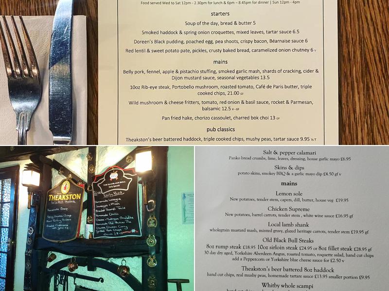 Old Black Bull Raskelf Menu