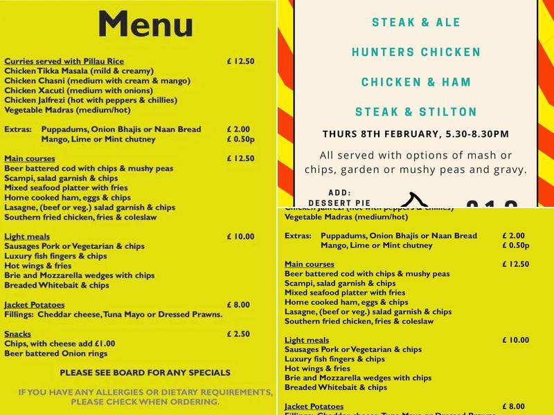 The Quarrymans Rest Menu