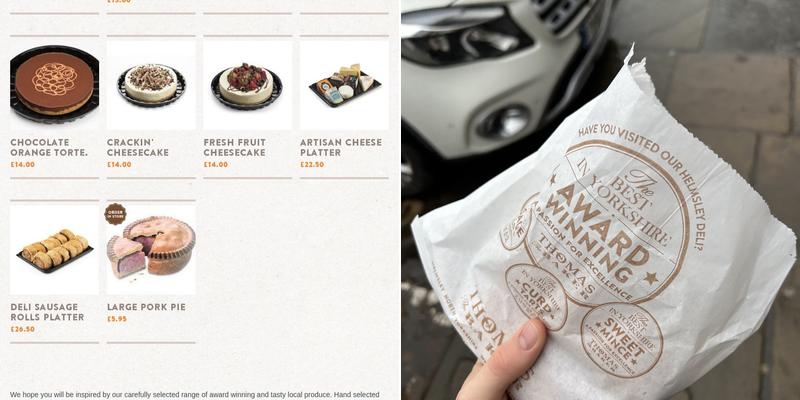 Thomas the Baker Menu