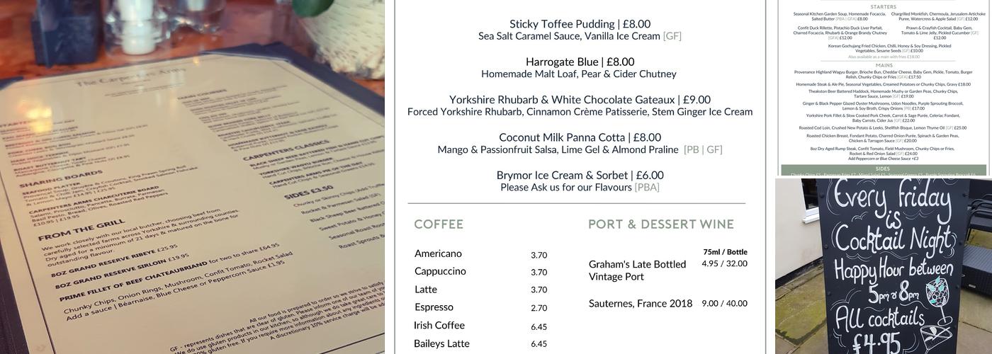 Carpenters Arms Menu