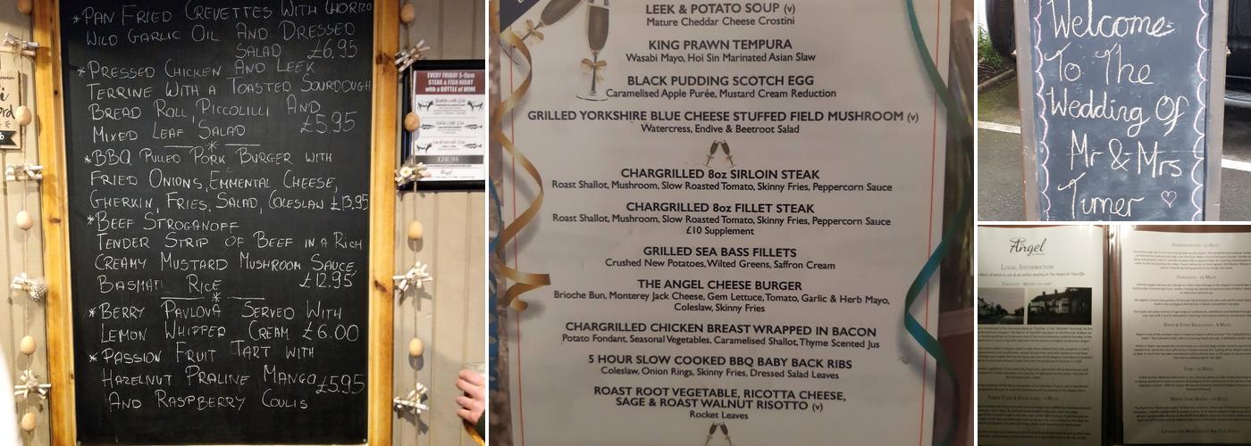 The Angel at Topcliffe Menu