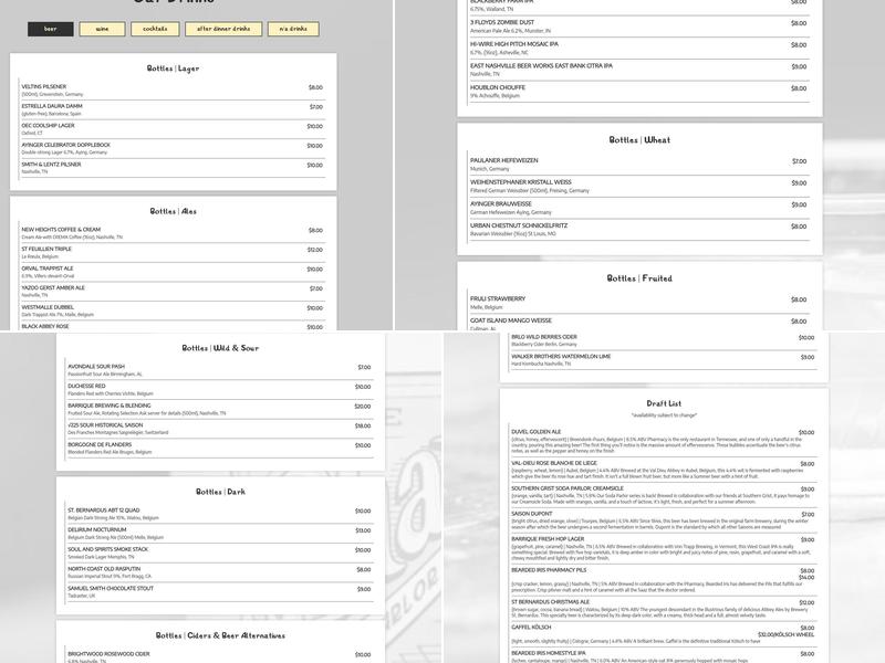 The Pharmacy Burger Parlor & Beer Garden Menu