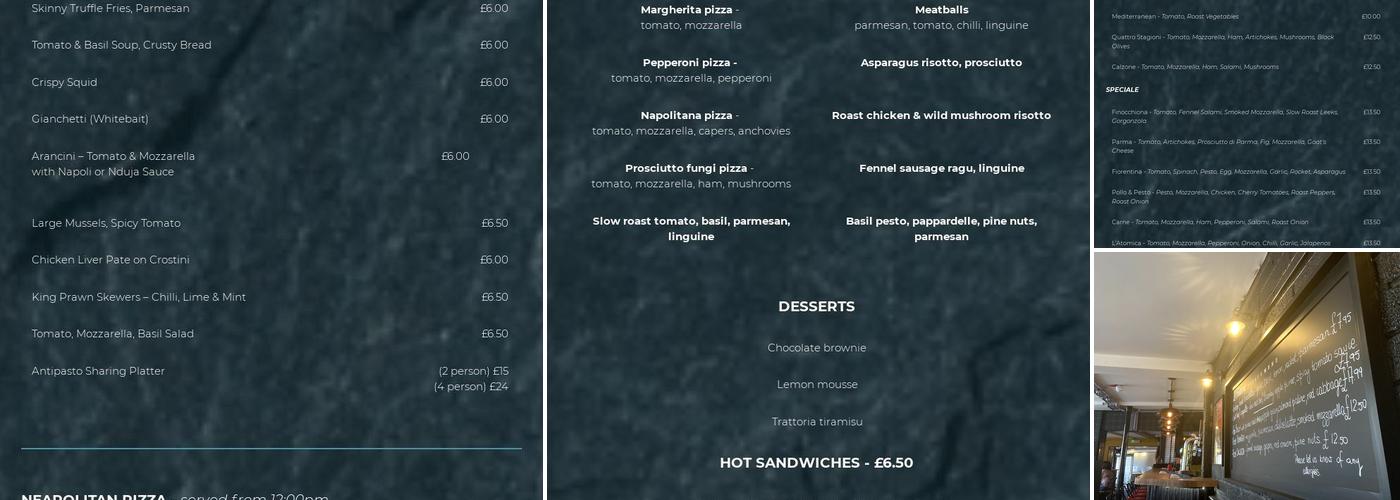 La Trattoria - Malton Menu