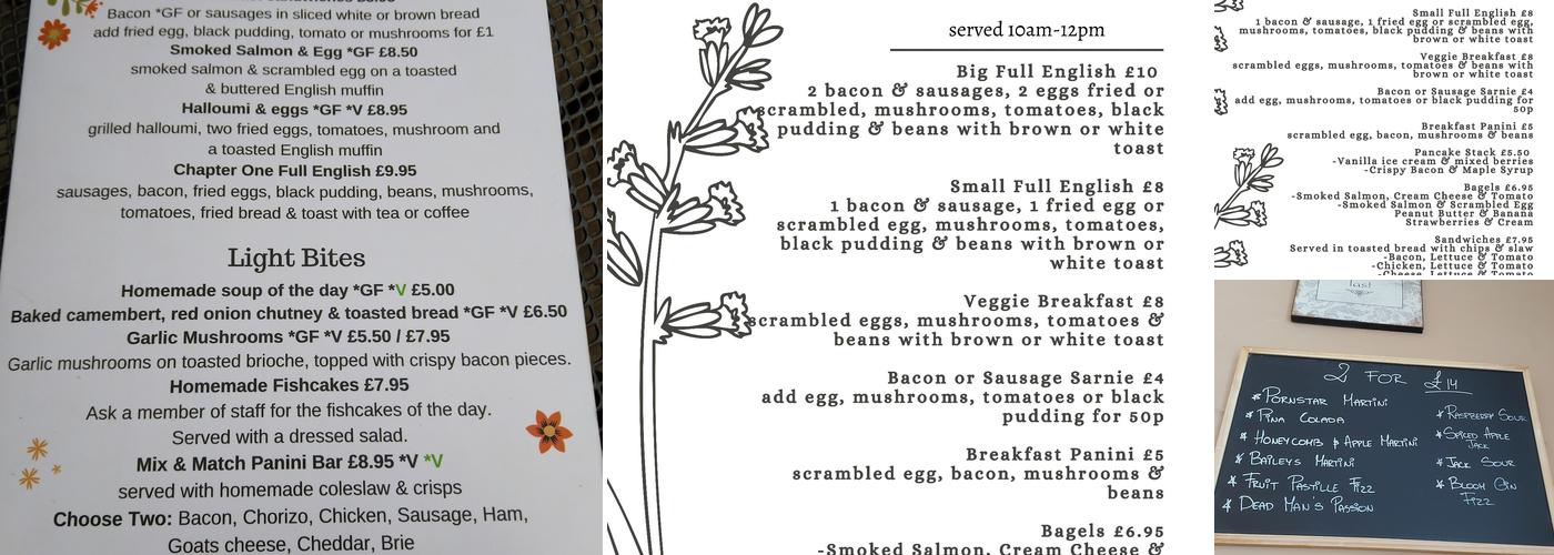 Chapter One Bistro Menu