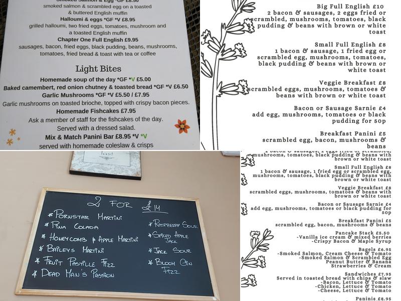 Chapter One Bistro Menu