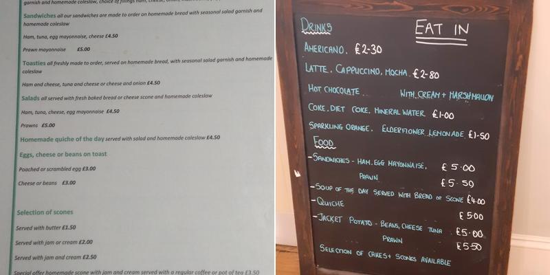 Kingfisher Cafe Gift & Bookshop Menu