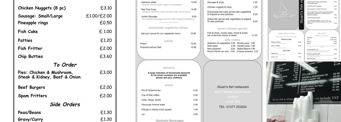 Stuart's Of Driffield Menu