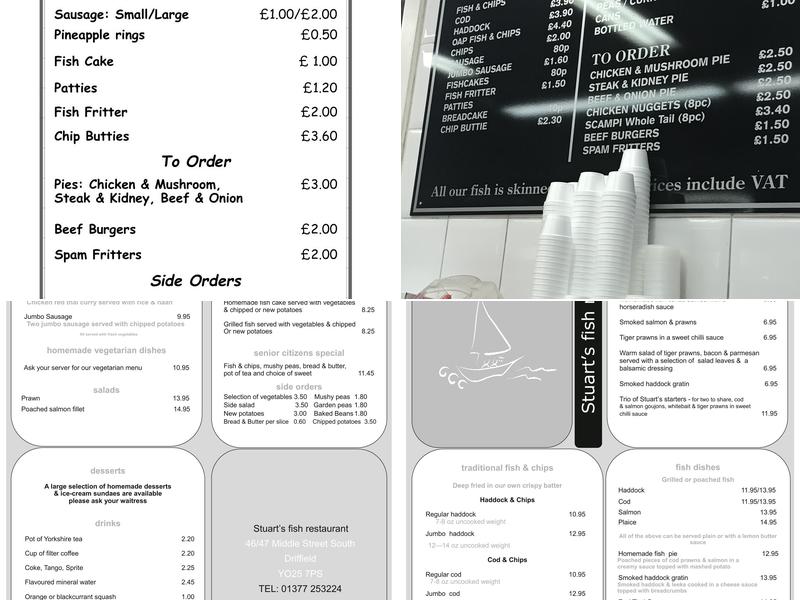Stuart's Of Driffield Menu