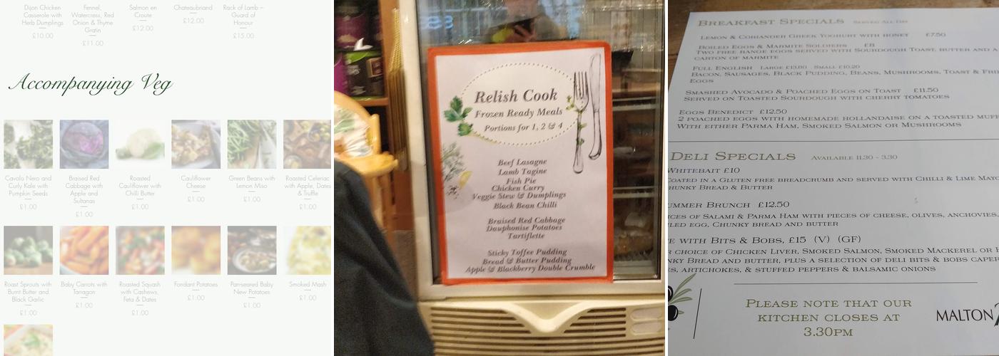 Malton Relish Menu