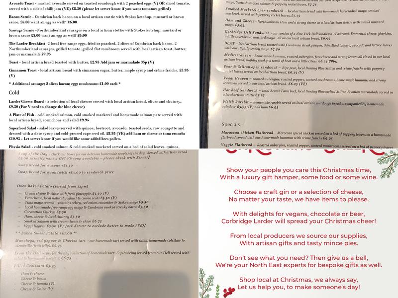 The Corbridge Larder Menu
