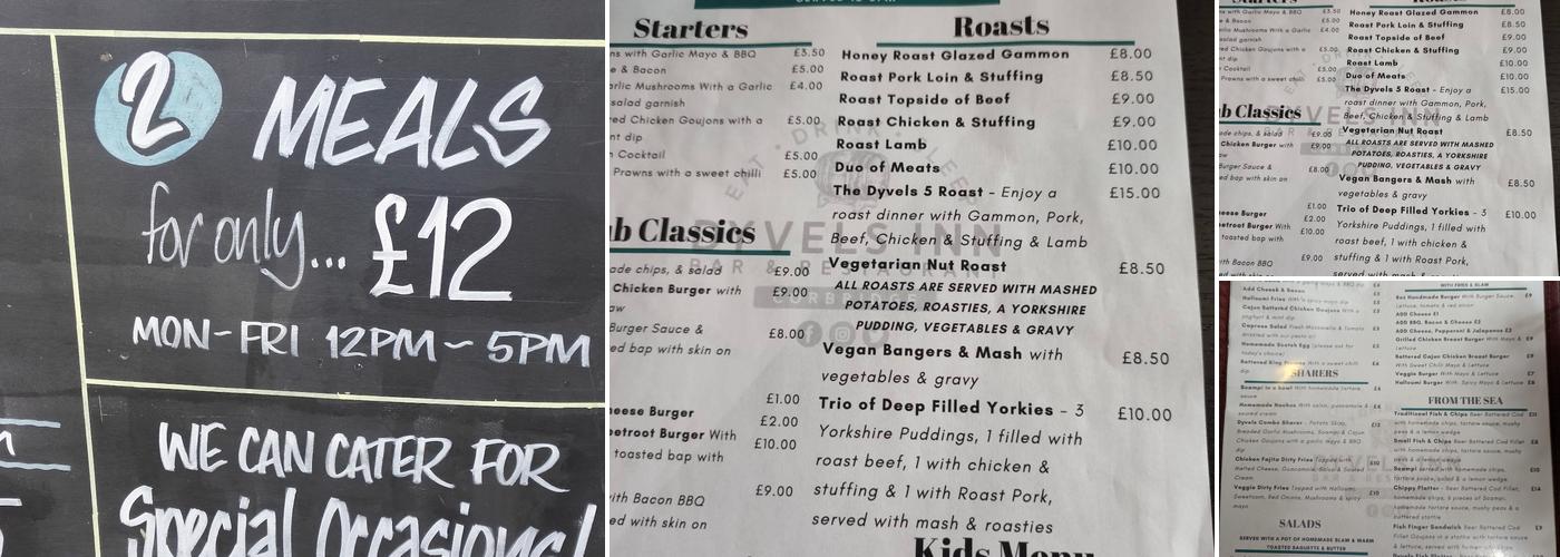 The Dyvels Inn Menu