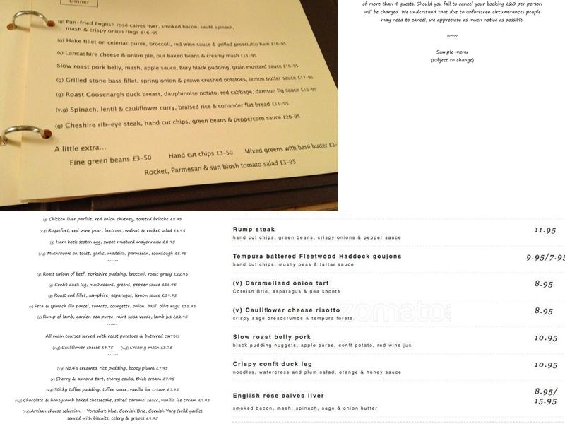 No 4 Dine & Wine Menu